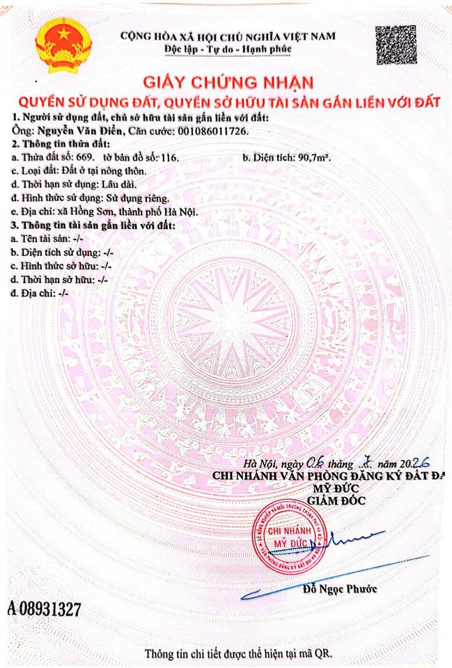 Bán đất phùng xá, chính chủ đất phùng xá