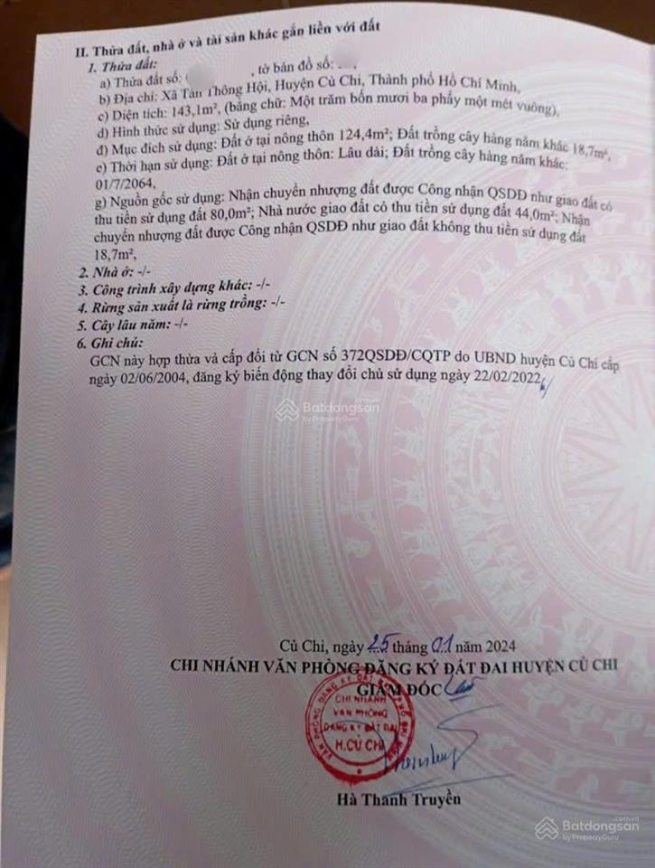 Bán đất 140m2 giá 1tỷ4 đường suối lội, xã tân thông hội, củ chi gần trường học  sổ hồng riêng