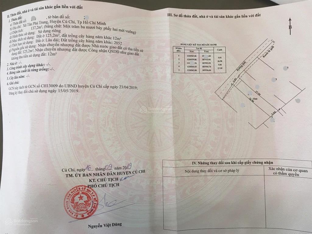 Bán gấp lô đất 137m2 giá 1,2 tỷ đường cây da xã tân phú trung, củ chi gần trường học sổ hồng riêng