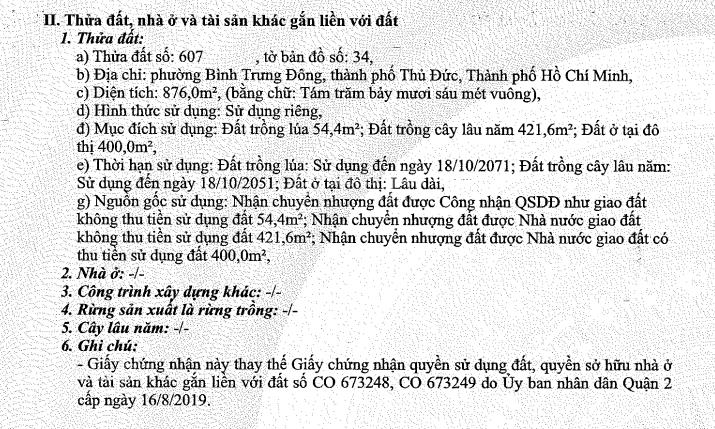 Bidv thanh lý quyền sử dụng đất diện tích 876,0m² tại phường bình trưng, tp.thủ đức, hồ chí minh