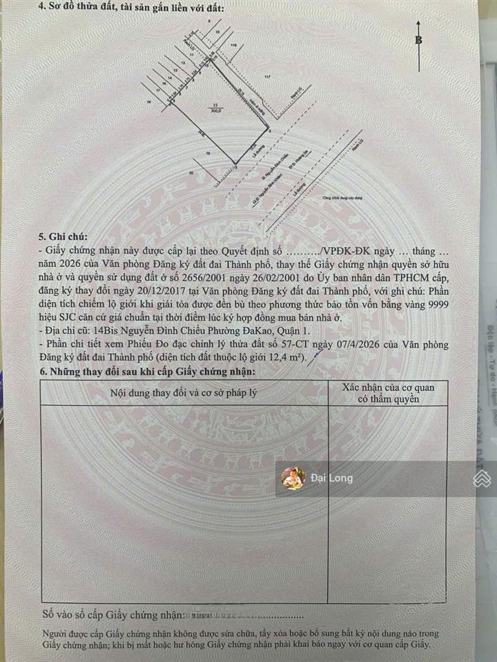 Đã ra sổ lô đất hiếm ngay nguyễn đình chiểu đoạn 2 chiều gần hoàng sa giá mới 270 tỷ tl.