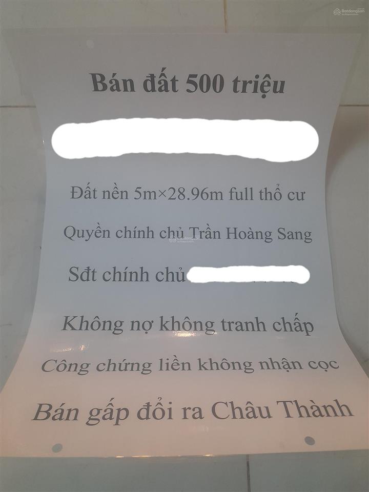 Bán đất 144.8m2 tại đường 4 4, thị trấn dương minh châu, 500 triệu vnd, bán gấp đổi ra châu thành