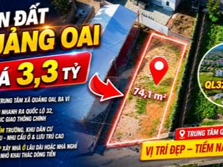 Chính chủ bán đất xã quảng oai, ba vì 74,1m², giá 3,3 tỷ, vị trí đẹp gần mặt đường lớn