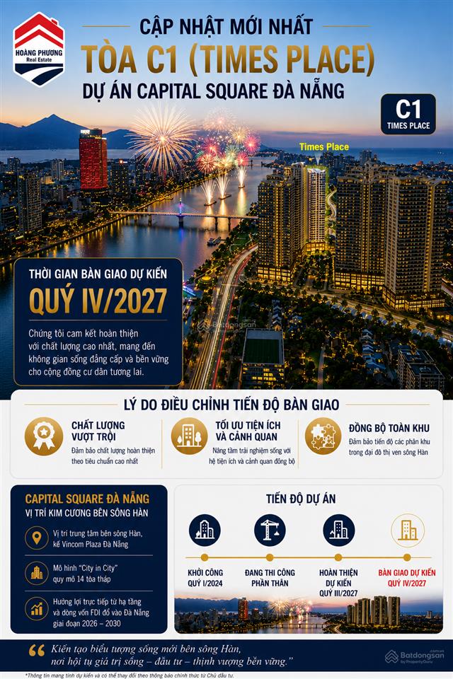 Hot nhất times place capital square căn view trực diện sông hàn & pháo hoac12110 căn góc 2pn+1