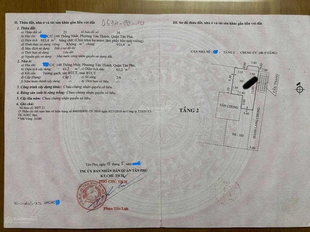 CĂN HỘ ĐẸP – GIÁ TỐT –CHÍNH CHỦ CẦN BÁN CĂN HỘ 148 Đường Thống Nhất, P.Tân Thành, Q.Tân