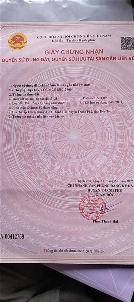 CHÍNH CHỦ CẦN BÁN ĐẤT TẶNG NHÀ ĐẸP TẠI Thạnh Hải, Thạnh Phú, Tỉnh Bến Tre