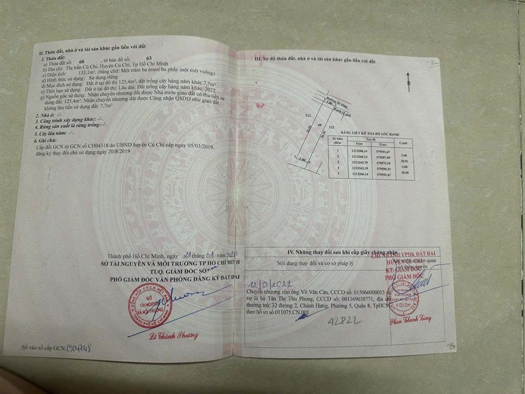 ĐẤT ĐẸP- GIÁ TỐT BÁN NHANH LÔ ĐẤT ĐẦU TƯ LÀ SINH LỜI TẠI huyện Củ Chi, TPHCM