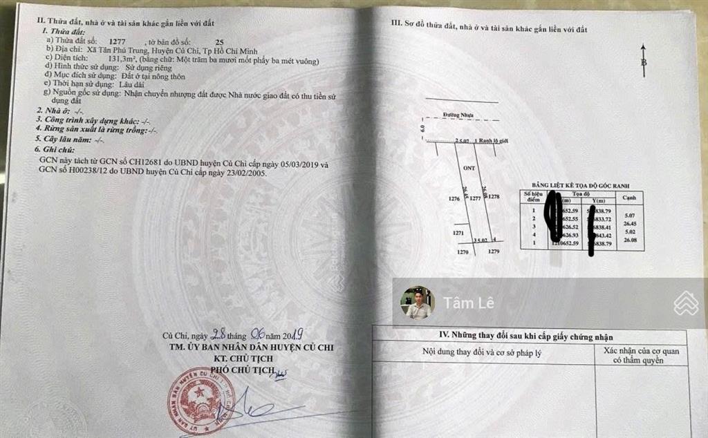 Chính chủ bán bán ngộp ngay xuyên á, tân phú trung, 131,3m2 có full thổ cư, shr, chỉ 1 tỷ