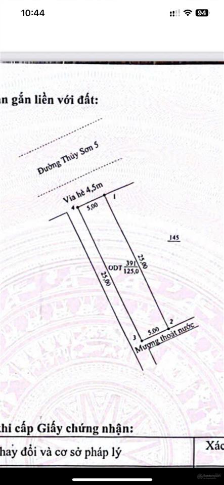 Bán đất đường thuỷ sơn 5kẹp cống hông thoáng mátkhu bãi tắm sơn thuỷngũ hành sơnđà nẵng