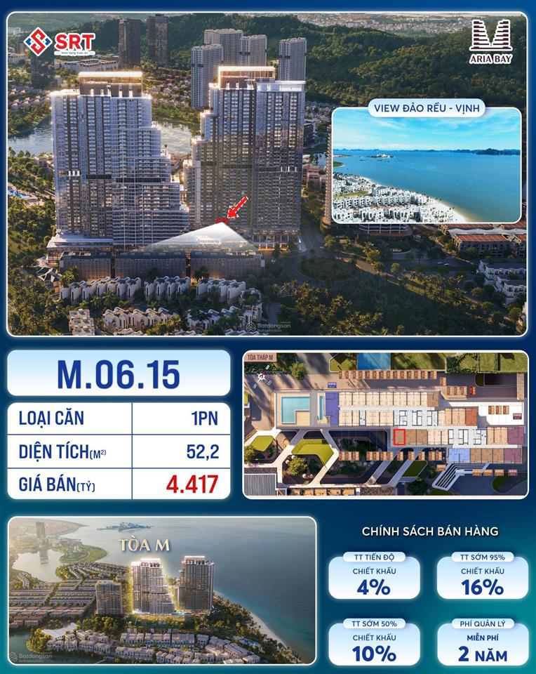 Bán căn hộ 1pn tại aria bay tower, 4,417 tỷ, 52m2, hạ long, quảng ninh chỉ với giá cực chất