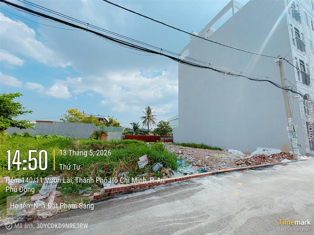 Đất sát sông vàm thuật khu sơn ca 8 vườn lài, dt 83m2 thổ cư