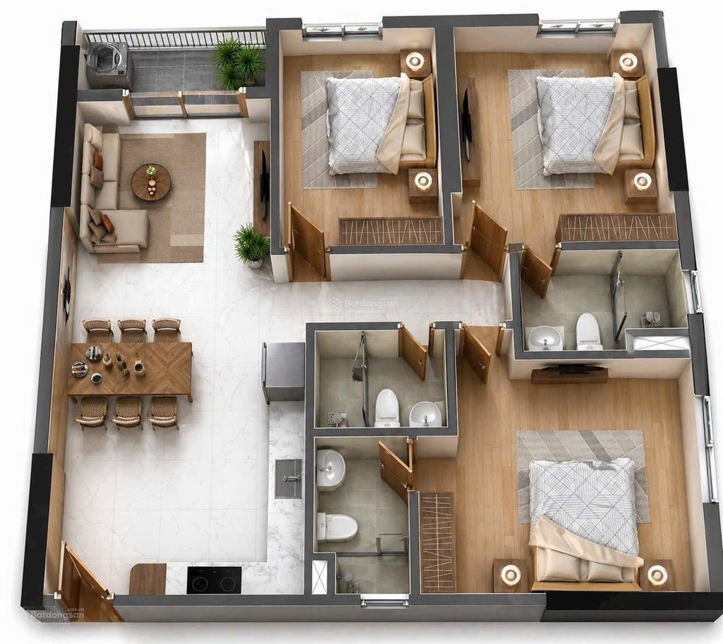 Căn 3pn (77m2) giá 3,7 tỷ  [mua trực tiếp chủ đầu tư]  ngân hàng cho vay 18 tháng không lãi suất