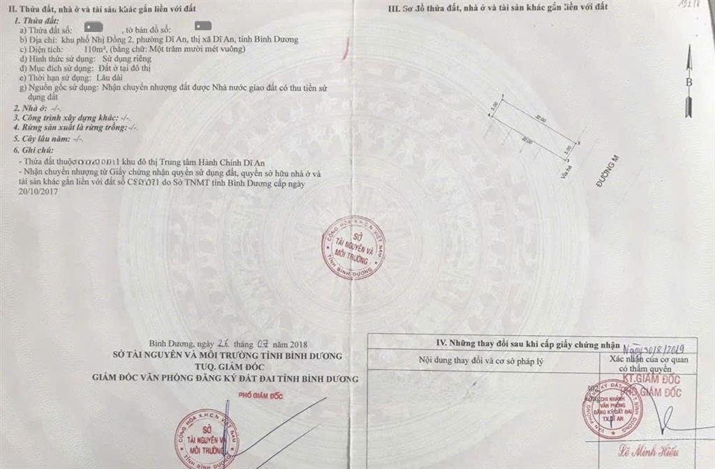 Bán đất mặt tiền kinh doanh trung tâm hành chính dĩ an ngay trường quốc tế việt anh  110m2