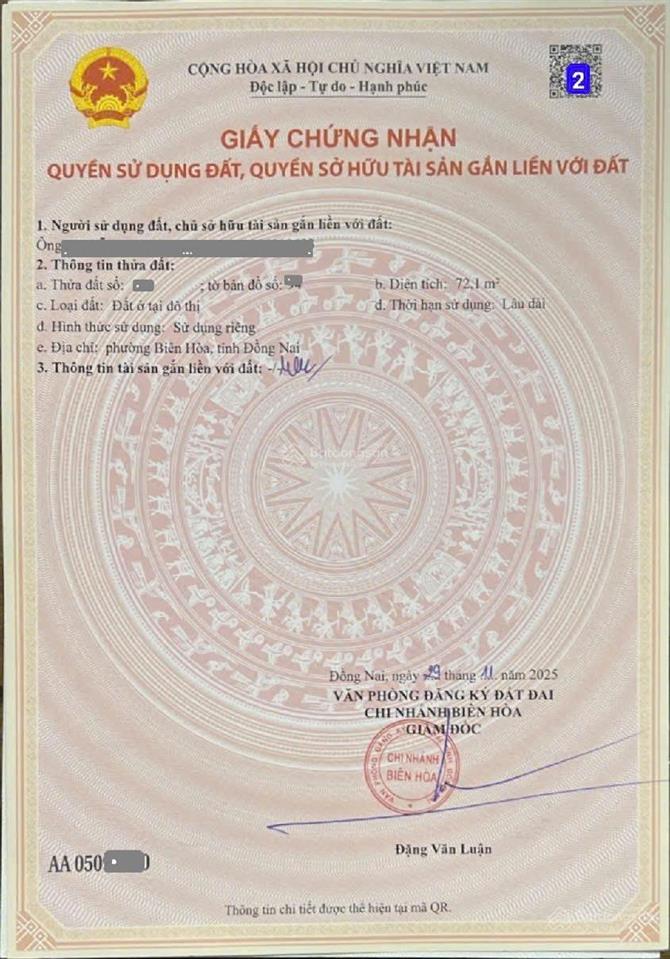 9395 bán nhà p. bửu hoà gần cầu hang đ. nguyễn thị tồn  1 trệt 1 lầu  3pn  72m2  3,8 tỷ