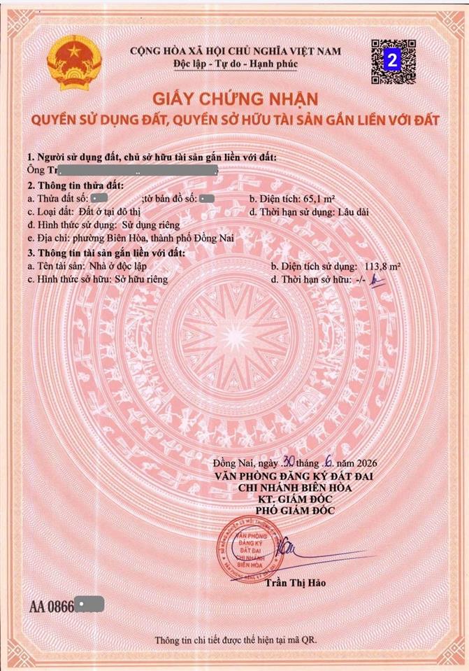 9759 nhà hoàn công 1t1l, 3 pn gần vòng xoay cầu hang, đ. nguyễn tri phương biên hòa  65m2  3t2