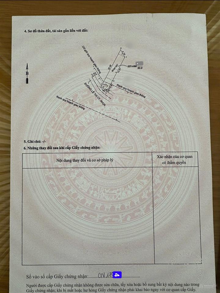 Bán đất mt lê thị út p. tân đông hiệp, dĩ an đường 7m thông  90,9m2, giá 3,6 tỷ tl