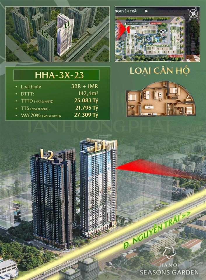 Hà nội season garden  độc quyền quỹ căn đẹp 1  3pn. chiết khấu cao.