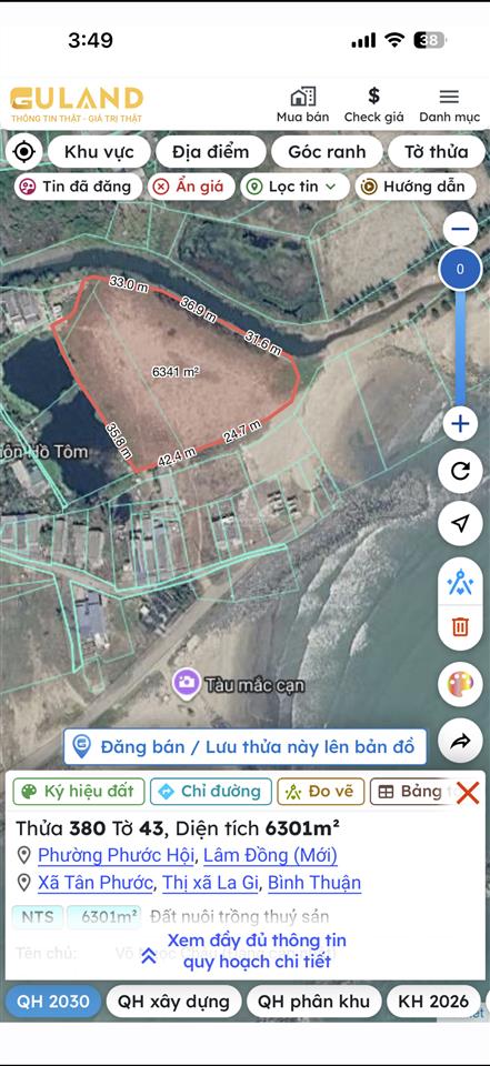 Đất ven biển la gi, gần chợ la gi, la gi new city. phù hợp nghỉ dưỡng, homestay