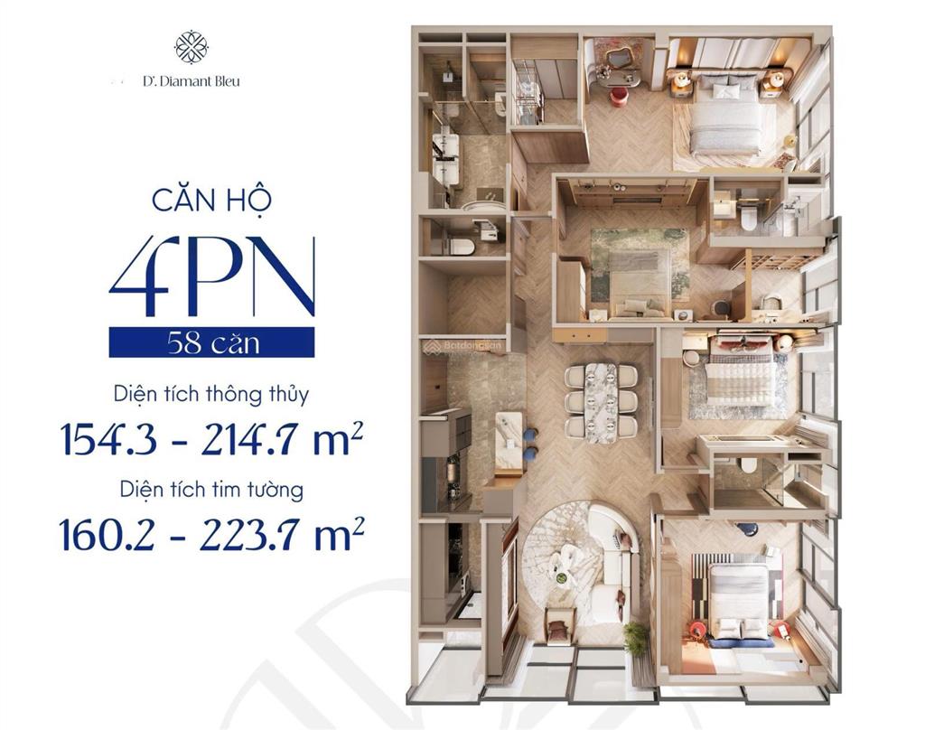 Bán căn hộ chung cư tại d. diamant bleu, giá thỏa thuận, 43.2m2, 1pn, 1wc, hướng bắc