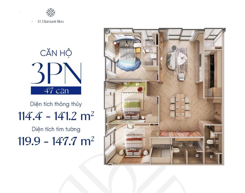 Bán căn hộ chung cư tại d. diamant bleu, giá thỏa thuận, 43.2m2, 1pn, 1wc, hướng bắc
