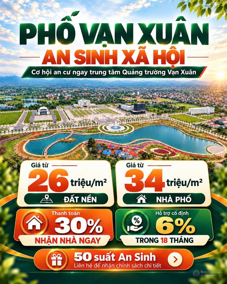 Đất nền dự án phố đi bộ vạn xuân, mặt tiền 5m, với diện s 100m2 đến 120 m2