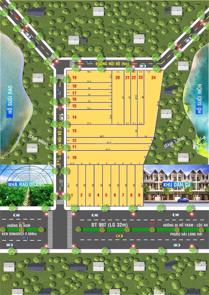 Chủ cần tiền  bán gấp | lô đất mặt tiền dt997  suối giao, châu đức (br  vt) | shr  100m2 thổ cư