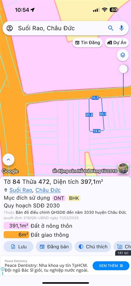 Chủ cần tiền  bán gấp | lô đất mặt tiền dt997  suối giao, châu đức (br  vt) | shr  100m2 thổ cư