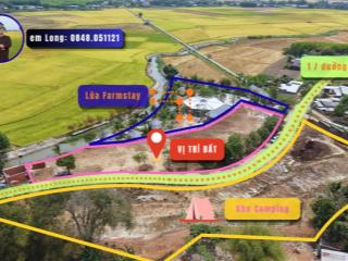 Chỉ với 350 triệu  sở hữu lô đất shr  mặt tiền đường nhựa tim vàng 12m nằm trong khu lúa farmstay