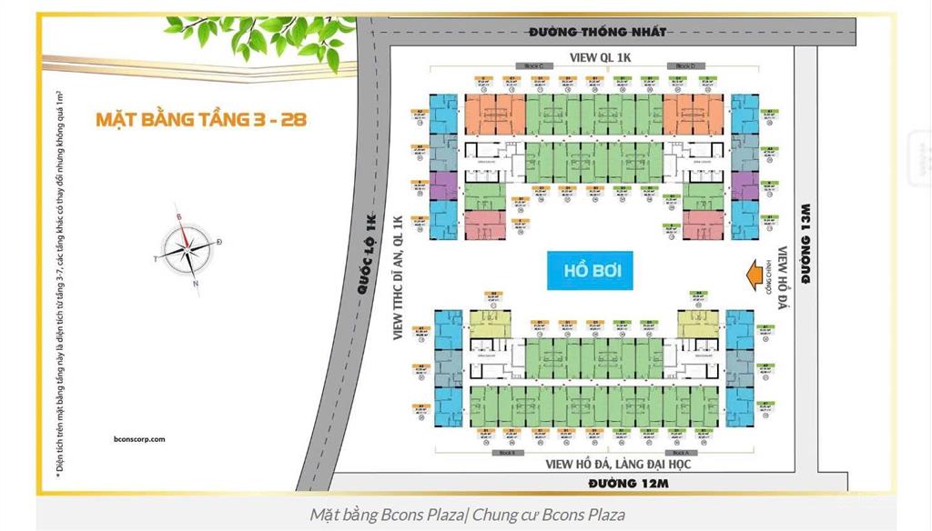 "đông nam là hướng của tài lộc" bán gấp căn hộ bcons plaza giá đầu tư