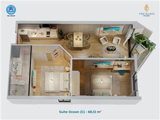 Cho thuê căn hộ dịch vụ the maris vũng tàu, giá thỏa thuận, 68m2, 2pn, 1wc, đầy đủ
