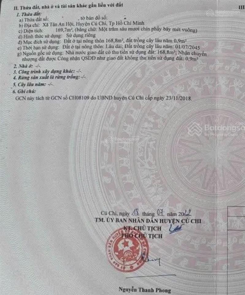 Chính chủ bán nhà 169m2 ngang 6m  giá 750 triệu  đ.nguyễn văn khạ tân an hội củ chi, giá 750tr