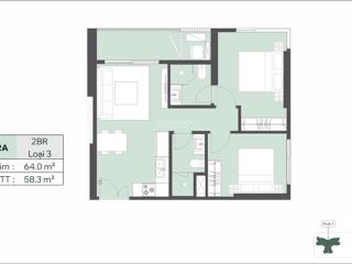 Căn 2pn trục 12a lumière essence peak cổ loa | view công viên | 64m | giá 7,78 tỷ