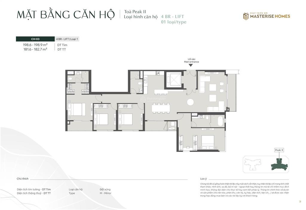 Căn 4pn 181,6 m2 vip tổng thống, thang máy riêng, 33, tỷ lumière essence peak, vinhomes cổ loa