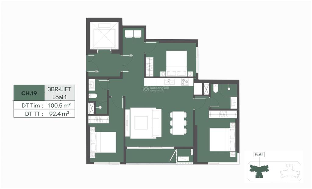 Bán 3n thang máy riêng, 14,3 tỷ, 92,4m2, đẹp, nhiều tiện ích cc lumière essence peak cổ loa