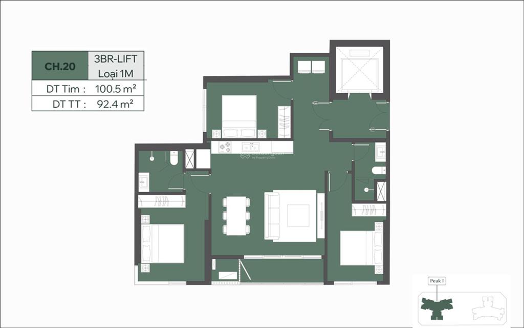 Bán 3n thang máy riêng, 14,3 tỷ, 92,4m2, đẹp, nhiều tiện ích cc lumière essence peak cổ loa
