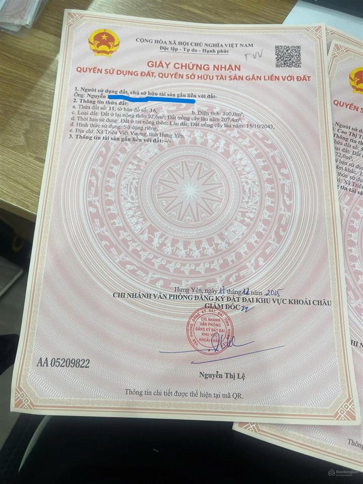 Bán nhà mặt phố tại đường dt 377, khoái châu, diện tích 300m2, giá tốt