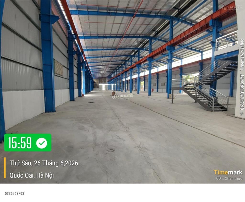 Cho thuê kho xưởng độc lập 3000m2 tại kcn thạch thất  quốc oai, pccc tự động, 400kva, 420 triệu