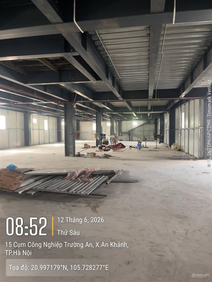 Cho thuê kho xưởng 850m2 cụm công nghiệp trường an, an khánh, hà nội, pccc, 3fa, xe công, xuất vat