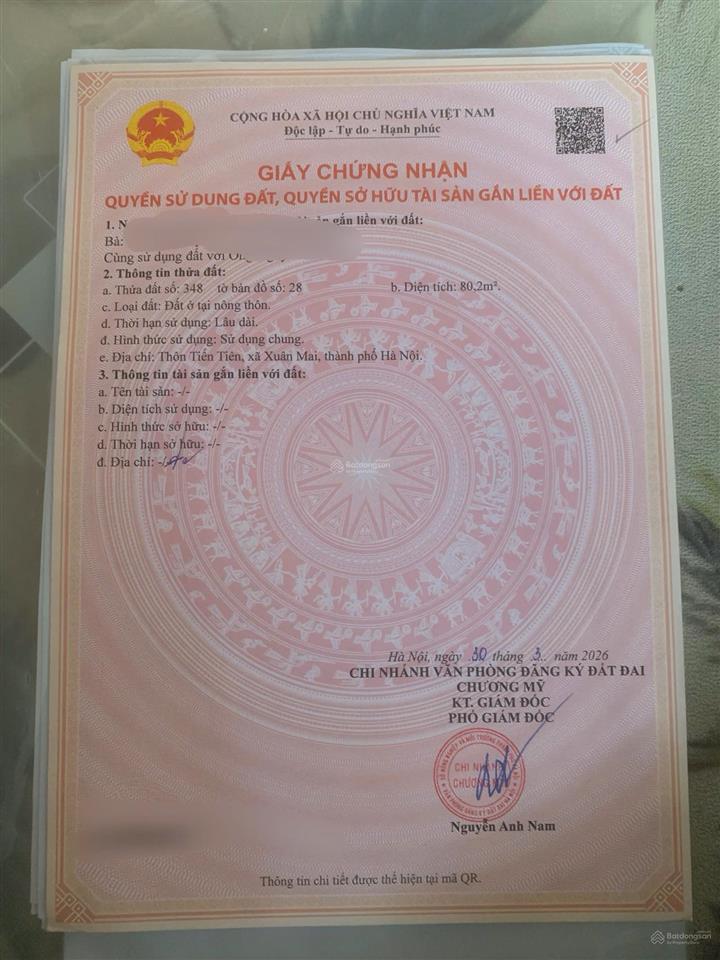 Đất nền full thổ cư trung tâm tân tiến, xuân mai giá chỉ 1.150 tỷ
