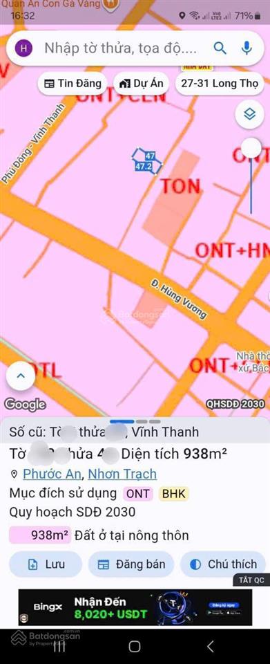 Tin thật 100% 20x46m có 250 thổ cư ngay sát hùng vương, tặng luôn căn biệt thự mới toanh