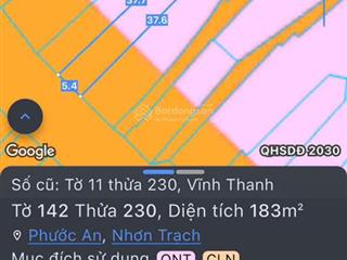 Hót  tin thật 100% mặt tiền hùng vương vĩnh thanh, 183m2 khu dân cư sầm uất, gần 25c