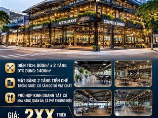 Cho thuê lô góc mặt tiền 2 tầng đường võ nguyên giáp, ngang 32m, dtsd 1400m2, gọi văn phú