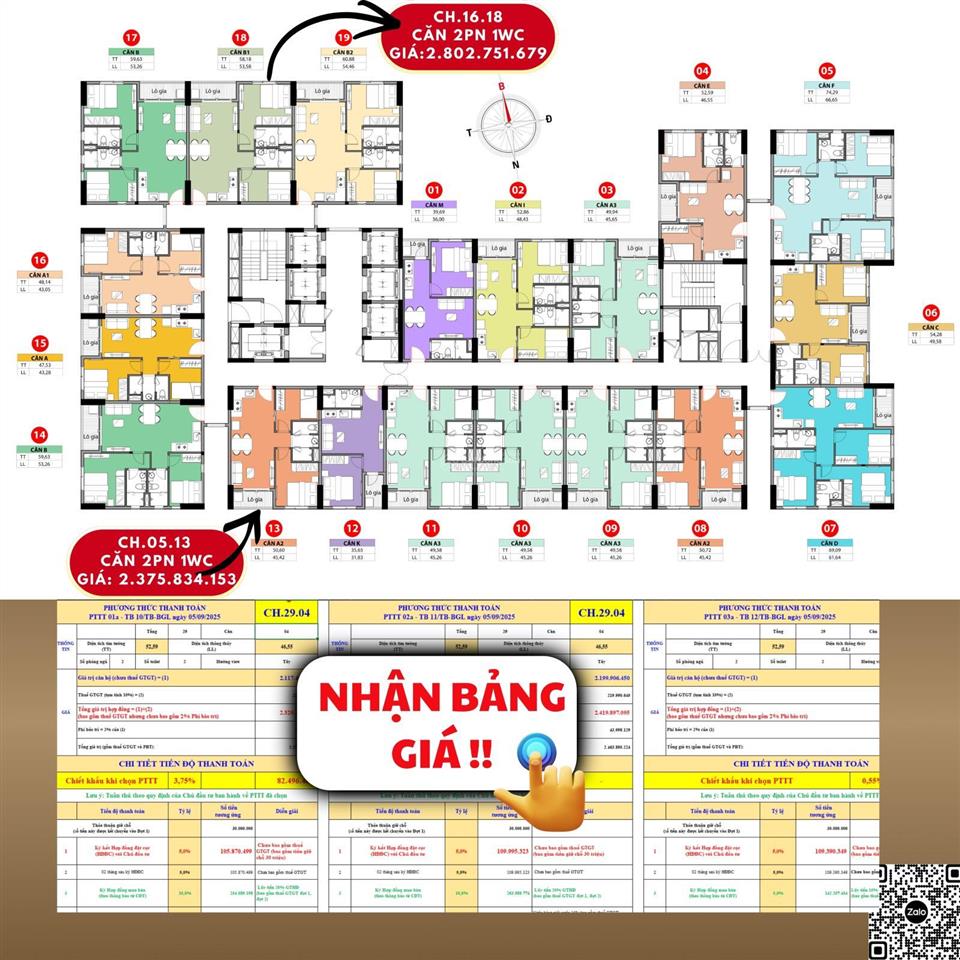Ngộp ngân hàng cần cắt lỗ giá hợp đồng căn 2pn tầng đẹp chỉ 2.4 tỷ