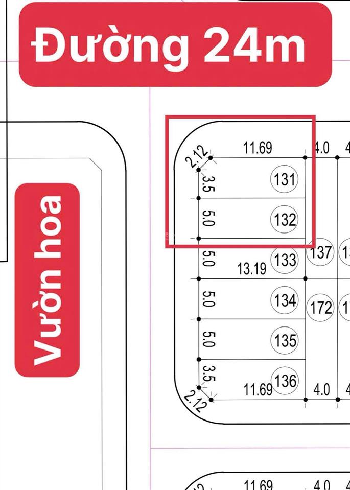Lô góc vip 133m2 tđc a51 hồ sen 2 mặt tiền (13.2mx 10m) đườg 24m view vườn hoa tmdv ngay aeon mall