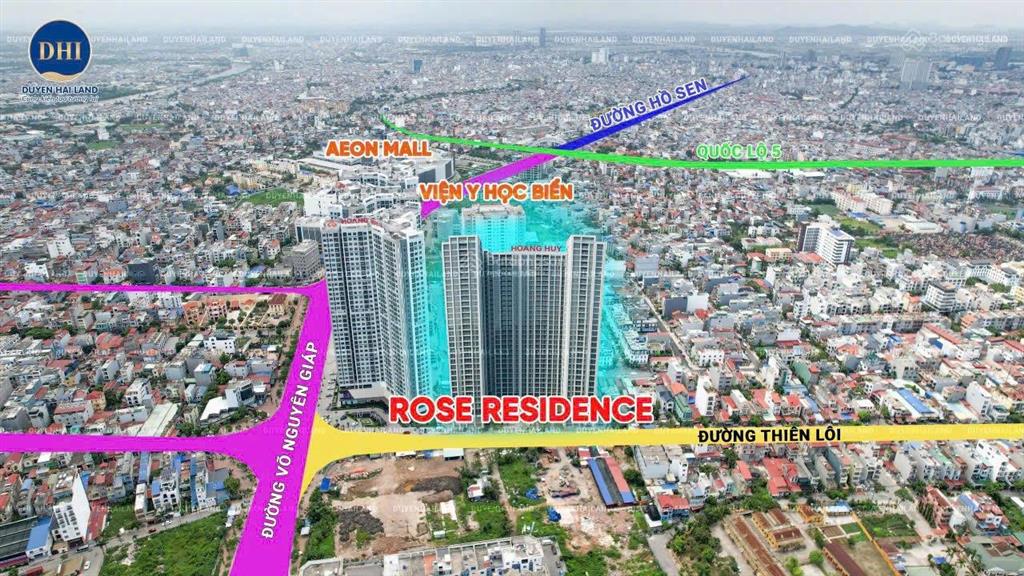 Vốn 1,3 tỷ căn 78m² 2,5pn 2wc hoàng huy rose residence chiết khấu 7% đối diện aeon mall hơn 3 tỷ