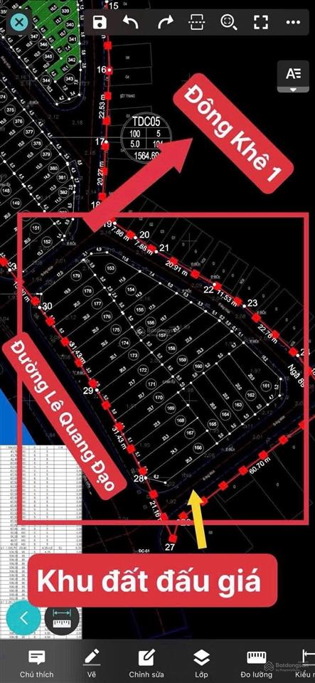 Đất 93m2  mt 5m tđc đồng ninh tuyến 2 lê quang đạonq chỉ 80tr/mđường 10msát hồ an biên thoáng