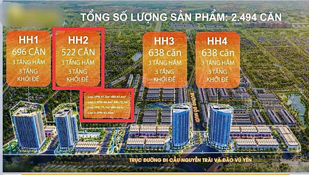 Căn góc, ngoại giao 70m2  2,5pn view pháo hoa tthc mới hp chỉ có 30 căn của hh2  h. huy new city