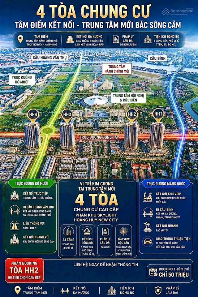 Căn góc, ngoại giao 70m2  2,5pn view pháo hoa tthc mới hp chỉ có 30 căn của hh2  h. huy new city