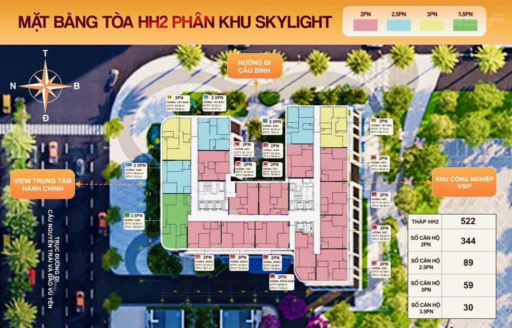 Căn góc, ngoại giao 70m2  2,5pn view pháo hoa tthc mới hp chỉ có 30 căn của hh2  h. huy new city