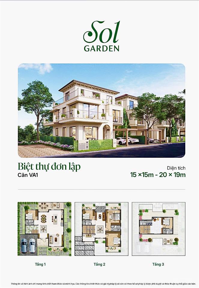 Biệt phủ vip đơn lập góc view sông 303m2  mt 16m  3 tầng, sol garden nam long đón cầu nguyễn trãi